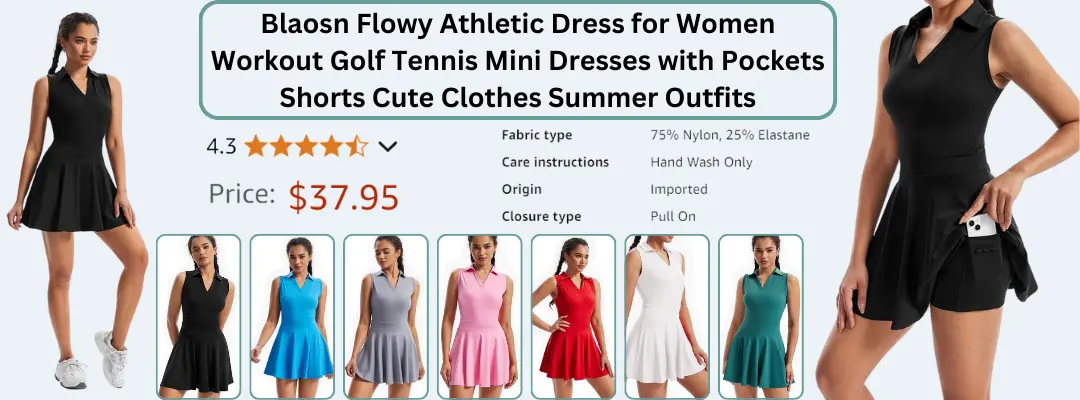 Blaosn Flowy Athletic Dress for Women Workout Golf Tennis Mini Dresses with Pockets Shorts Cute Clothes Summer Outfits 2